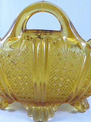 Antique Victorian Davidson Amber Pressed Glass Posy Bowl,  RD.  96945 ‘Richelieu’ 7