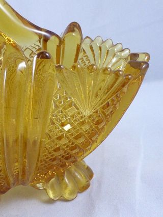 Antique Victorian Davidson Amber Pressed Glass Posy Bowl,  RD.  96945 ‘Richelieu’ 8