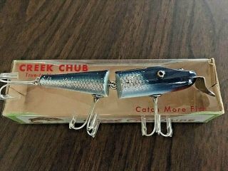 Vintage Creek Chub Jointed Pikie; Wood Fishing Lure,  Blue Flash,