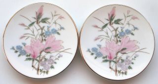 Set of 6 Vintage Handpainted Floral Butter Pats 4 Designs Gold Edge Unmarked EXC 4