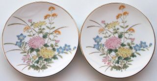 Set of 6 Vintage Handpainted Floral Butter Pats 4 Designs Gold Edge Unmarked EXC 5