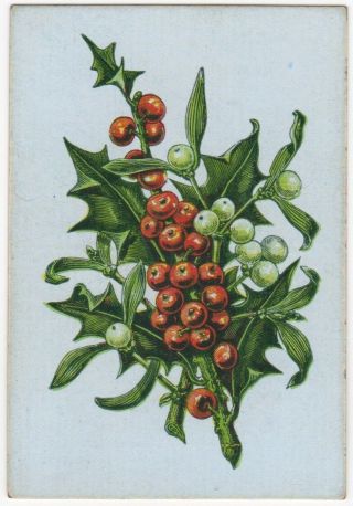 Playing Cards 1 Single Swap Card - Old Antique Square Corner Mistletoe,  Holly 2
