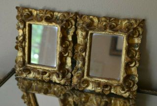 Vintage Florentine Florentia Italy Gold Ornate Mirrors (two Mirrors) 5 " X 6 "