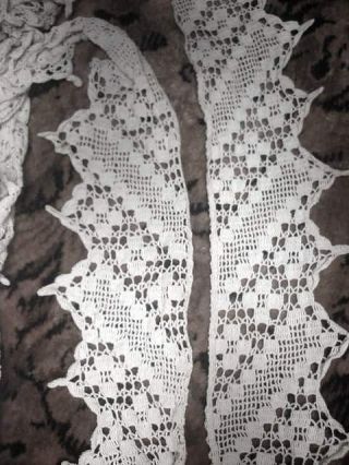 18 Yds Antique Hand Crochet Lace Edging Long Points 4 1/2 
