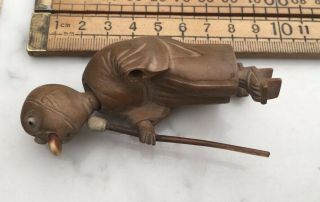 A Carved Antique Japanese Wooden Figure With Nodding Head,  Antique Figure