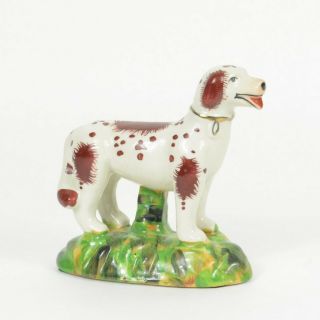 Antique Staffordshire Spaniel Hand Painted Porcelain Hunting Dog Figurine