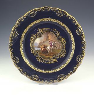 Antique Meissen Porcelain - Hand Painted Duelling Scene Plate - Slight Damage.