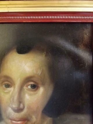Antique DUTCH OLD MASTER Oil Painting Portrait of a 16th Century Noble Lady 6