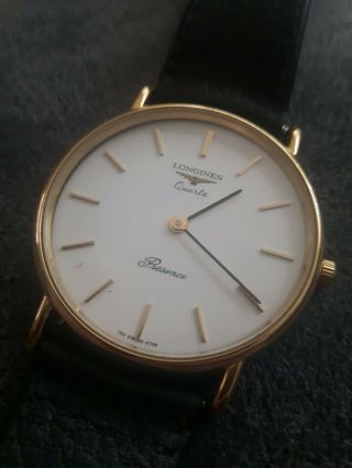 Gents Gold Pated Longines Presence Quartz Wrist Watch Not Spares Or Rep