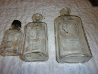 3 Antique Owl Drug Co.  Medicine Bottles