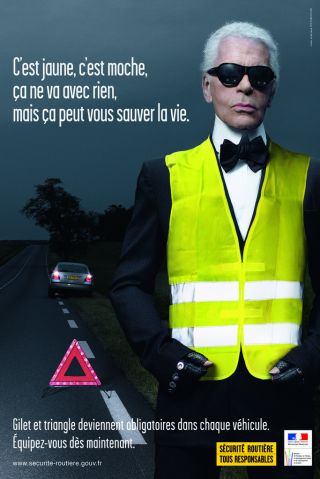 Vintage Poster Karl Lagerfeld French Road Safety Yellow Vest