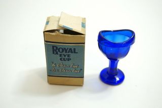 Vintage Royal Eye Wash Cup In Cobalt Blue Glass Color With Box
