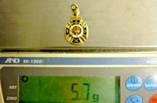 Antique KNIGHTS TEMPLAR Masonic 14k Gold Enamel In Hoc Signo Vinces Pendant 5.  7 4