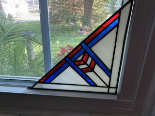 Art Deco Style Stained Glass Corner Window Panel 8 " X 8” X 12”