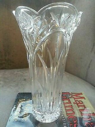 Cut Crystal Vase With Rose Carvings,