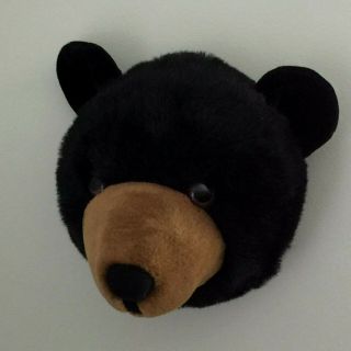 Stuffed Animal House Black Bear Plush Wall Mount Hanging Head Kids Room Hunting