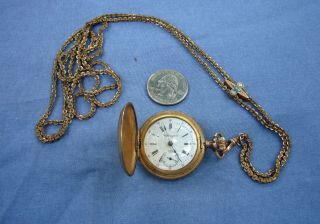 Wellington Antique Womens Hunter Case Pocket Watch And Chain