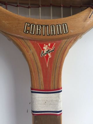 Vintage Antique Tennis Wooden Tennis Racket Cortland Pacemaker Wood “smoke - Tone”