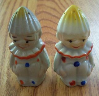 Antique Clowns Porcelain Clown Juice Reamer Salt And Pepper Shakers - Japan