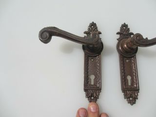 Vintage Brass Lever Door Handles Copper Plated French Rococo Style 2