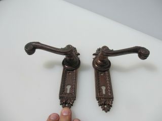 Vintage Brass Lever Door Handles Copper Plated French Rococo Style 4