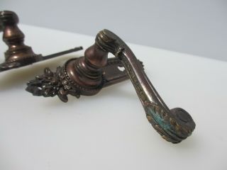 Vintage Brass Lever Door Handles Copper Plated French Rococo Style 8