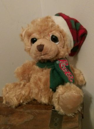 Vintage Pepsi - Cola Winter Holiday Collectors Christmas Big Eyes Plush Teddy Bear