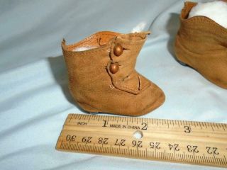 Antique Doll Shoes Seude Boots with Heels German or French Bisque Dolls 4