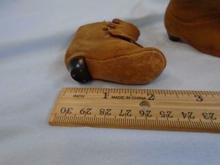 Antique Doll Shoes Seude Boots with Heels German or French Bisque Dolls 5