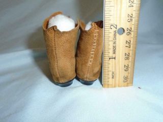 Antique Doll Shoes Seude Boots with Heels German or French Bisque Dolls 7