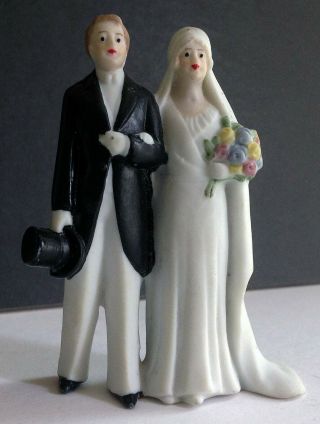 Vintage Bride & Groom Cake Toppers - Bisque - 1 - Germany - 1930s - Bgct