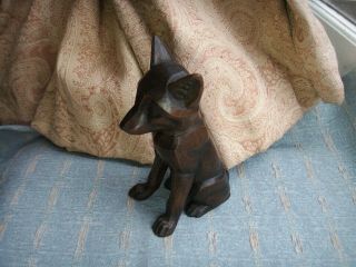 Old Antique Black Forest Carved Wooden Fox Cub Figure Art Deco 1930s Wood Fine 2