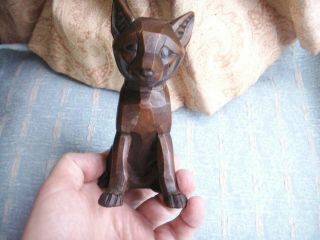 Old Antique Black Forest Carved Wooden Fox Cub Figure Art Deco 1930s Wood Fine 3