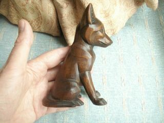 Old Antique Black Forest Carved Wooden Fox Cub Figure Art Deco 1930s Wood Fine 4