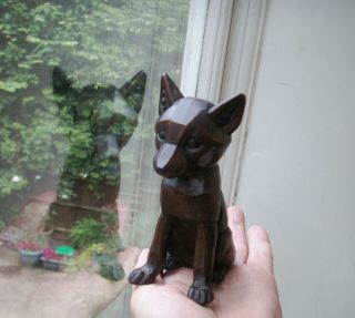 Old Antique Black Forest Carved Wooden Fox Cub Figure Art Deco 1930s Wood Fine 5