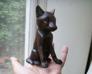 Old Antique Black Forest Carved Wooden Fox Cub Figure Art Deco 1930s Wood Fine 6