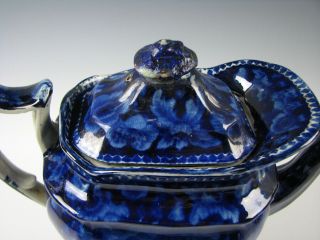 Antique Dark Blue Staffordshire Transferware Teapot circa 1825 as - is 3