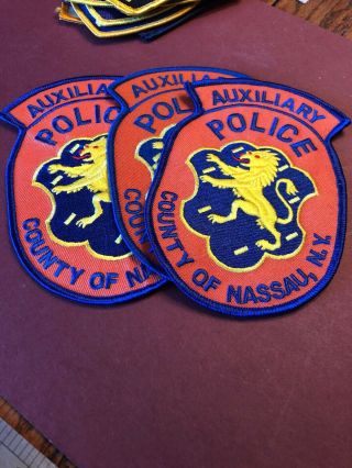 Three Large Oval Nassau County York Sheriff Department Auxiliary Patch