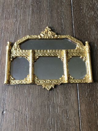 Vintage Miniature Dollhouse Artisan Gold Leafed Wall Mirror 1sk2