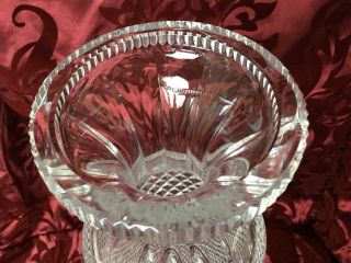 Rare 12” Old Fine Cut Glass Crystal Flower Vase Square Base Handcrafted Antique 3
