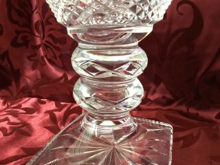 Rare 12” Old Fine Cut Glass Crystal Flower Vase Square Base Handcrafted Antique 5