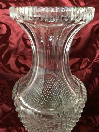 Rare 12” Old Fine Cut Glass Crystal Flower Vase Square Base Handcrafted Antique 7