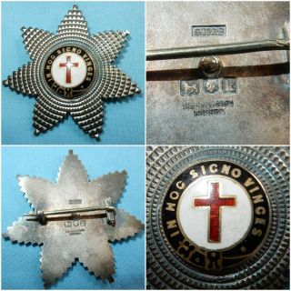Antique 1905 Masonic Freemason Knights Templar Breast Star Jewel Kenning Silver
