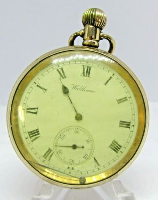 Antique 1912 Bond St Gold Plated Waltham Pocket Watch Not