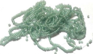 Antique Micro Seed Beads Pre - 1900 Blue Green Turquoise Translucent Greasy 16/0