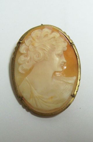 Antique Gold Filled Large Cameo Pin - For Repair