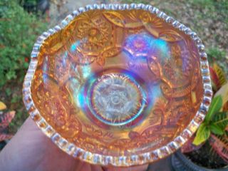 Antique Imperial Carnival Glass Marigold Blaze Sauce Berry Bowl Perfect Cond.