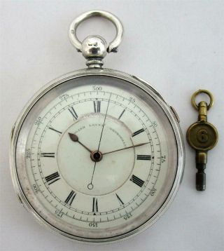 Antique Silver Fusee Pocket Watch Centre Seconds Chronograph Chester 1884