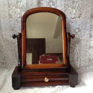 Victorian Mahogany Dressing / Table Mirror,  With Drawer Beneath