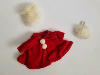 Vintage Vogue Ginny Doll Clothing - red velvet coat w/ fur hat and muff Tagged 2